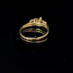 10k Yellow Gold, Synthetic Sapphire & 4 Diamond Ring .020 CTW Size 5.75